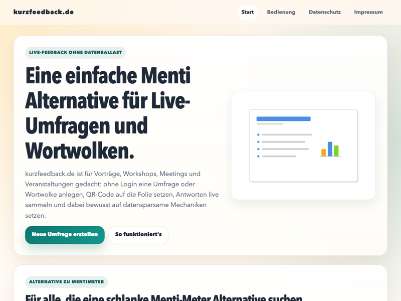 Screenshot des Live-Umfrage-Werkzeugs kurzfeedback.de